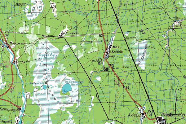 Уменьшенный фрагмент представленной топографической карты O-36-07 - Trasa.ru