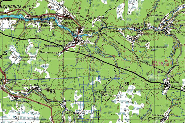 Уменьшенный фрагмент представленной топографической карты O-36-09 - Trasa.ru