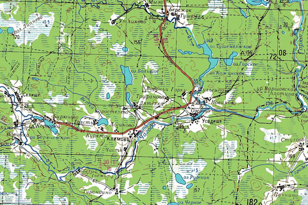 Уменьшенный фрагмент представленной топографической карты O-36-11 - Trasa.ru