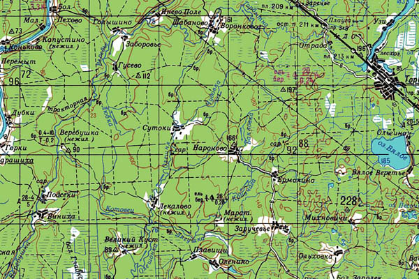 Уменьшенный фрагмент представленной топографической карты O-36-15 - Trasa.ru