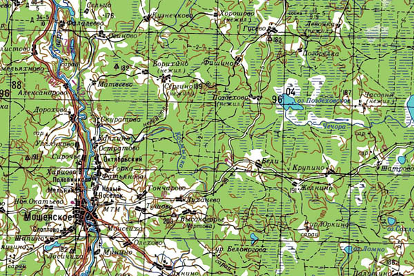 Уменьшенный фрагмент представленной топографической карты O-36-17 - Trasa.ru