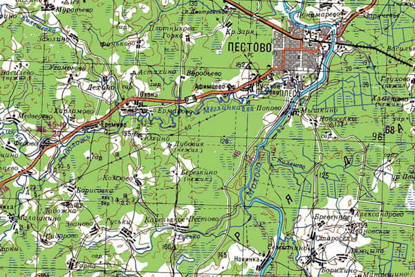 Уменьшенный фрагмент представленной топографической карты O-36-18 - Trasa.ru