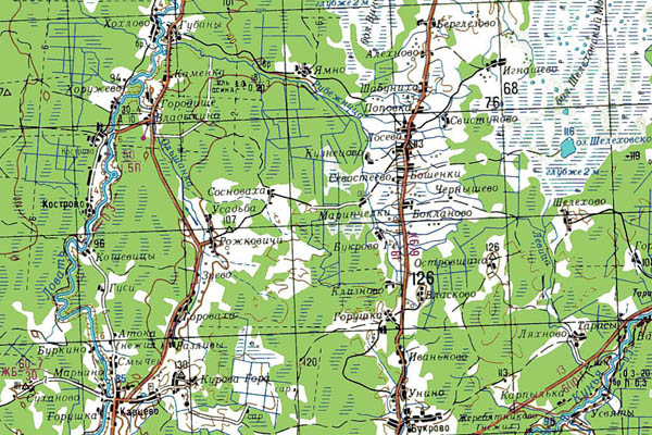 Уменьшенный фрагмент представленной топографической карты O-36-31 - Trasa.ru