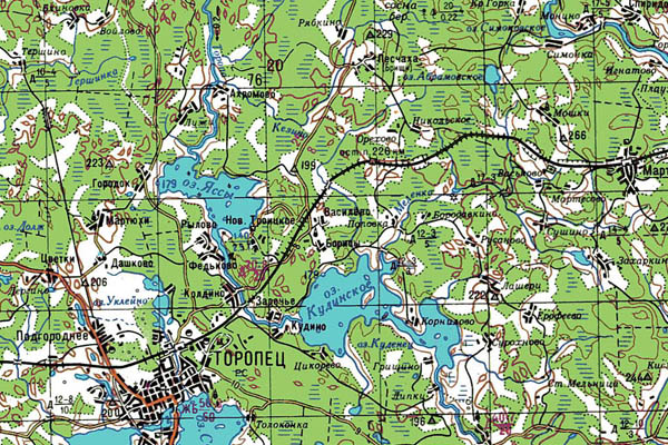 Уменьшенный фрагмент представленной топографической карты O-36-32 - Trasa.ru