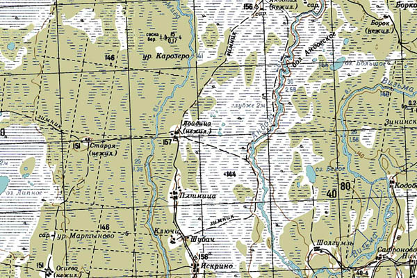 Уменьшенный фрагмент представленной топографической карты O-37-01 - Trasa.ru