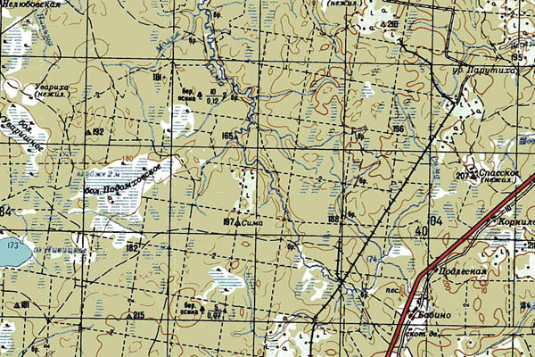 Уменьшенный фрагмент представленной топографической карты O-37-05 - Trasa.ru