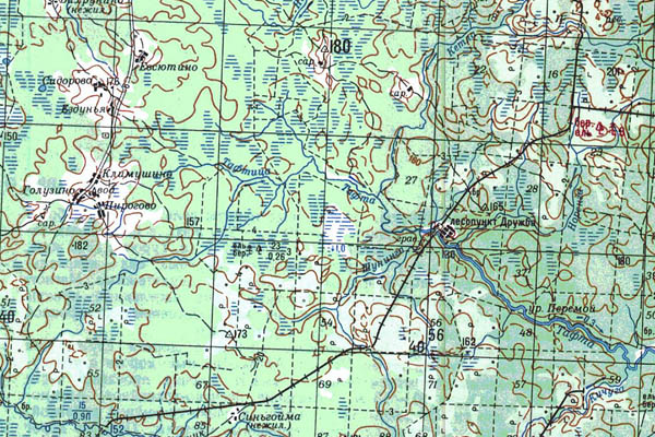 Уменьшенный фрагмент представленной топографической карты O-37-06 - Trasa.ru