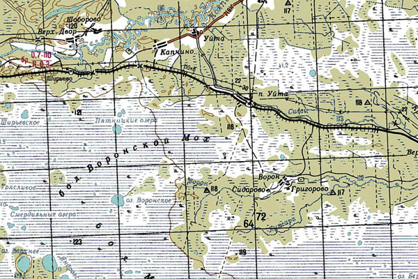 Уменьшенный фрагмент представленной топографической карты O-37-07 - Trasa.ru