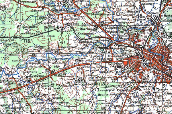 Уменьшенный фрагмент представленной топографической карты O-37-10 - Trasa.ru
