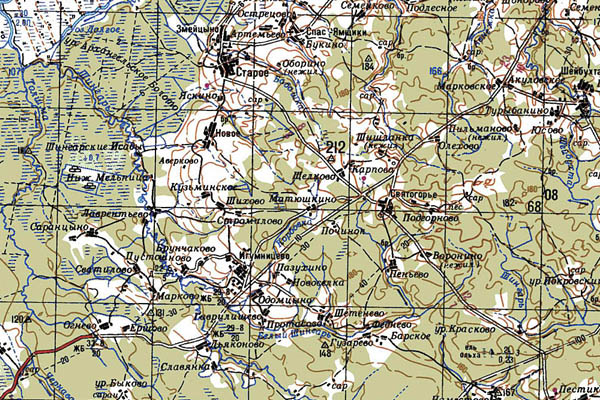Уменьшенный фрагмент представленной топографической карты O-37-11 - Trasa.ru