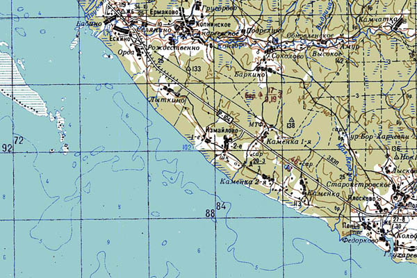 Уменьшенный фрагмент представленной топографической карты O-37-15 - Trasa.ru