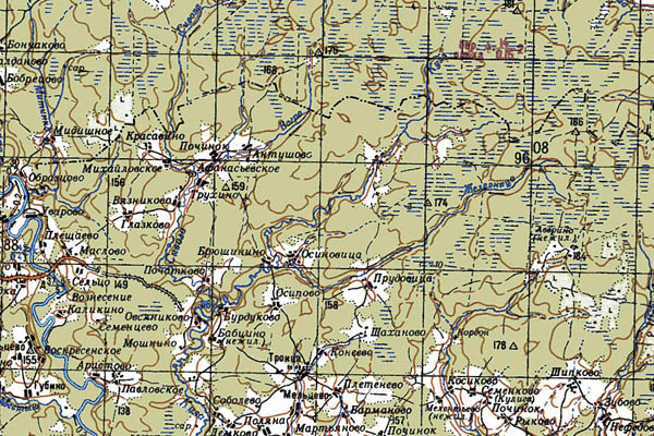 Уменьшенный фрагмент представленной топографической карты O-37-17 - Trasa.ru