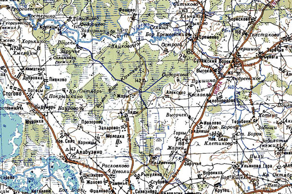 Уменьшенный фрагмент представленной топографической карты O-37-19 - Trasa.ru