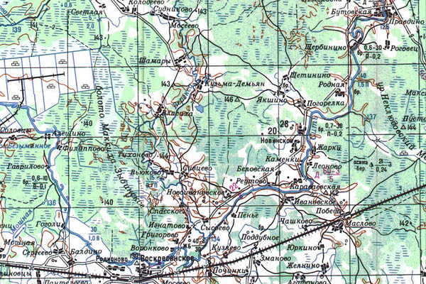 Уменьшенный фрагмент представленной топографической карты O-37-20 - Trasa.ru