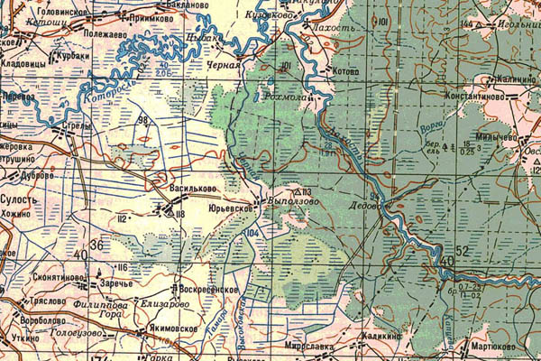 Уменьшенный фрагмент представленной топографической карты O-37-28 - Trasa.ru
