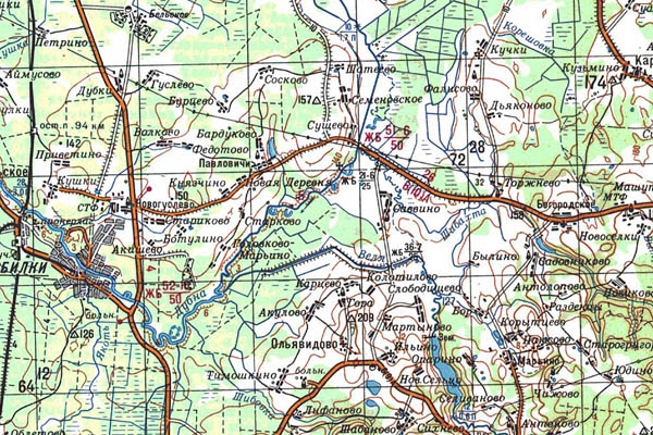 Уменьшенный фрагмент представленной топографической карты O-37-32 - Trasa.ru