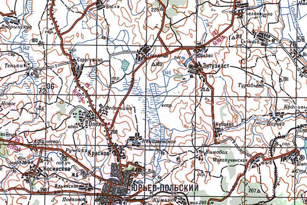 Уменьшенный фрагмент представленной топографической карты O-37-34 - Trasa.ru
