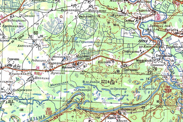 Уменьшенный фрагмент представленной топографической карты O-37-36 - Trasa.ru