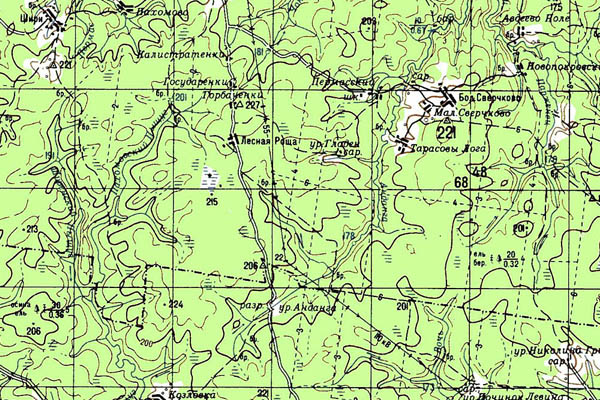 Уменьшенный фрагмент представленной топографической карты O-38-10 - Trasa.ru