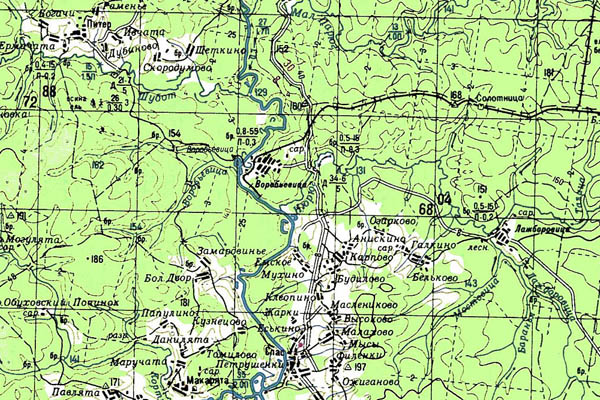 Уменьшенный фрагмент представленной топографической карты O-38-11 - Trasa.ru