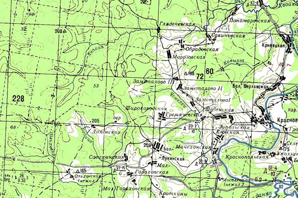 Уменьшенный фрагмент представленной топографической карты O-38-12 - Trasa.ru