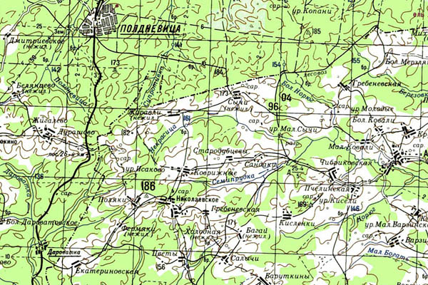 Уменьшенный фрагмент представленной топографической карты O-38-17 - Trasa.ru