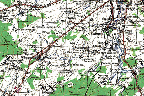 Уменьшенный фрагмент представленной топографической карты O-38-30 - Trasa.ru