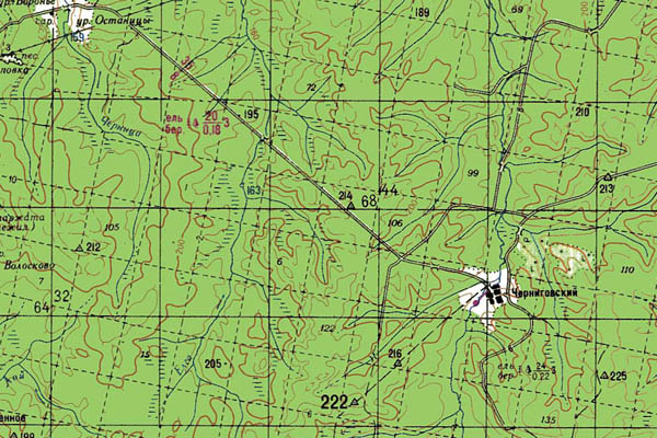 Уменьшенный фрагмент представленной топографической карты O-39-10 - Trasa.ru