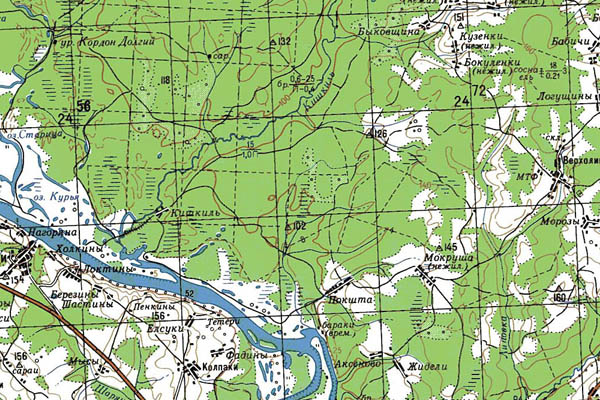 Уменьшенный фрагмент представленной топографической карты O-39-19 - Trasa.ru