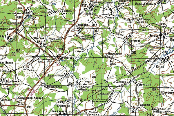 Уменьшенный фрагмент представленной топографической карты O-39-23 - Trasa.ru