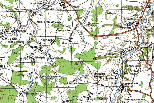 Уменьшенный фрагмент представленной топографической карты O-39-26 - Trasa.ru
