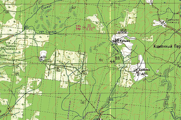 Уменьшенный фрагмент представленной топографической карты O-39-27 - Trasa.ru