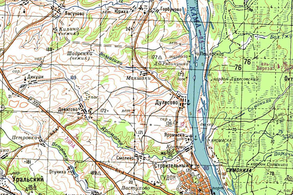 Уменьшенный фрагмент представленной топографической карты O-39-36 - Trasa.ru