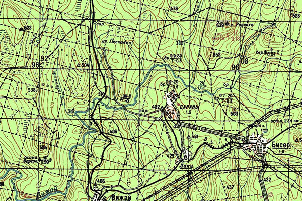 Уменьшенный фрагмент представленной топографической карты O-40-17 - Trasa.ru