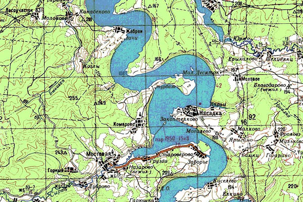 Уменьшенный фрагмент представленной топографической карты O-40-21 - Trasa.ru