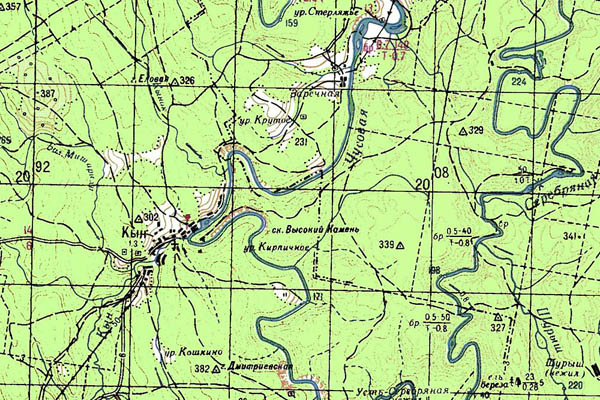 Уменьшенный фрагмент представленной топографической карты O-40-23 - Trasa.ru