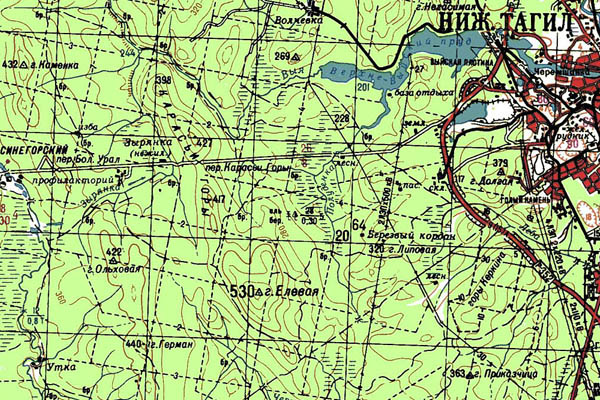 Уменьшенный фрагмент представленной топографической карты O-40-24 - Trasa.ru