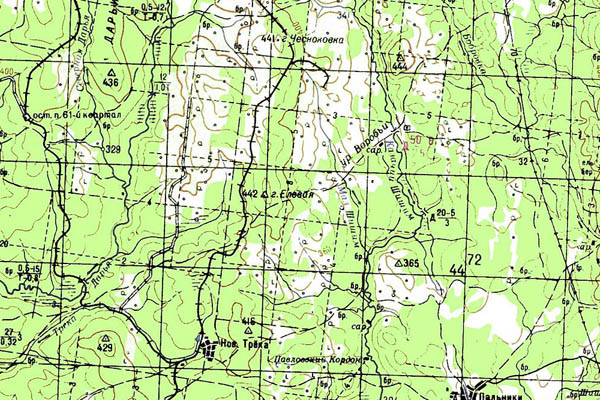 Уменьшенный фрагмент представленной топографической карты O-40-30 - Trasa.ru