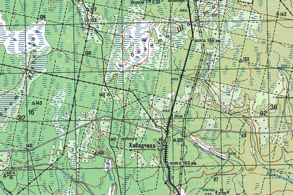 Уменьшенный фрагмент представленной топографической карты O-41-14 - Trasa.ru