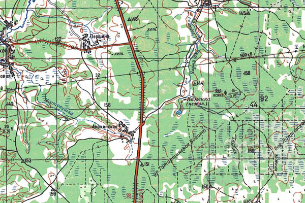 Уменьшенный фрагмент представленной топографической карты O-41-27 - Trasa.ru