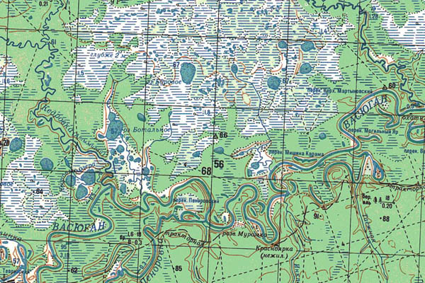 Уменьшенный фрагмент представленной топографической карты O-43-12 - Trasa.ru