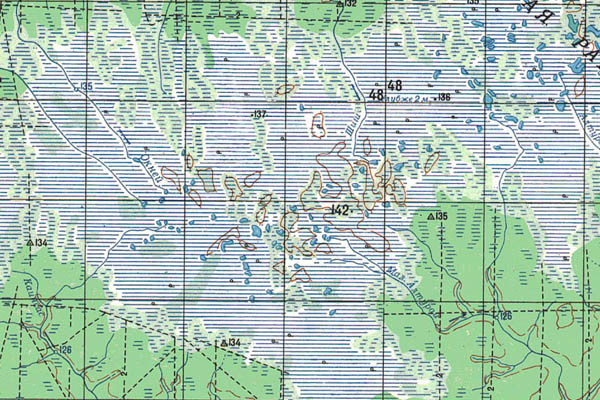 Уменьшенный фрагмент представленной топографической карты O-43-28 - Trasa.ru
