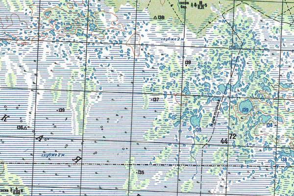 Уменьшенный фрагмент представленной топографической карты O-43-30 - Trasa.ru