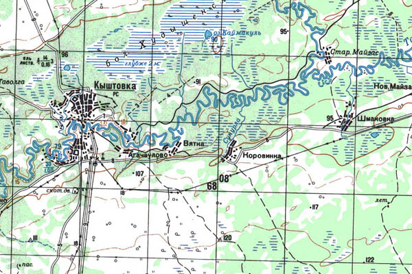 Уменьшенный фрагмент представленной топографической карты O-43-35 - Trasa.ru
