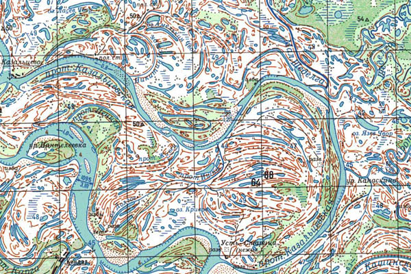 Уменьшенный фрагмент представленной топографической карты O-44-09 - Trasa.ru