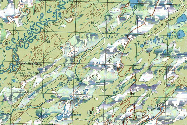 Уменьшенный фрагмент представленной топографической карты O-44-11 - Trasa.ru