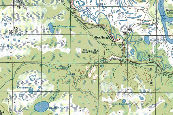 Уменьшенный фрагмент представленной топографической карты O-44-16 - Trasa.ru