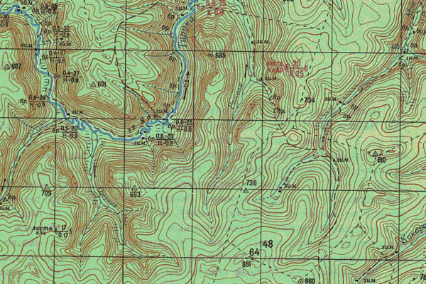 Уменьшенный фрагмент представленной топографической карты O-48-34 - Trasa.ru