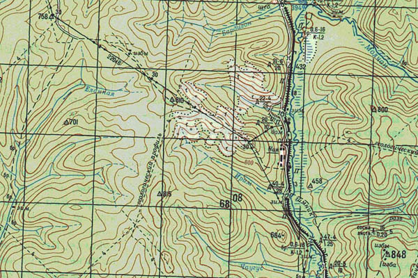 Уменьшенный фрагмент представленной топографической карты O-48-35 - Trasa.ru