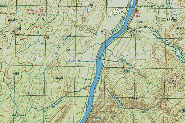 Уменьшенный фрагмент представленной топографической карты O-49-11 - Trasa.ru